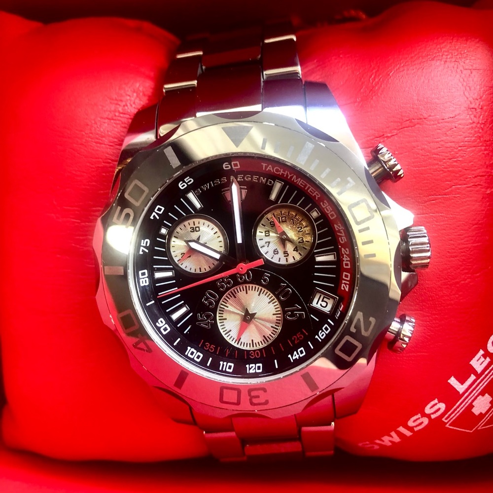 💯AUTH SWISS LEGEND MANS TUNGSTEN DIVERS WATCH-100m EXCELLENT CONDITION 🔥
